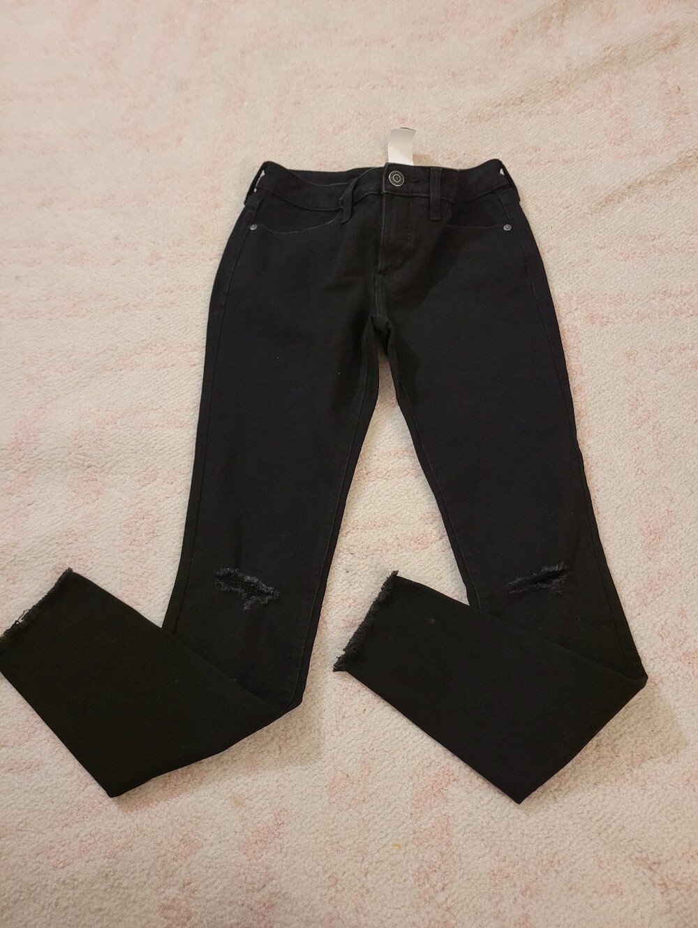 Size 2 L. Black Women's Skinny Jeans Jeggins with Distressed Knees